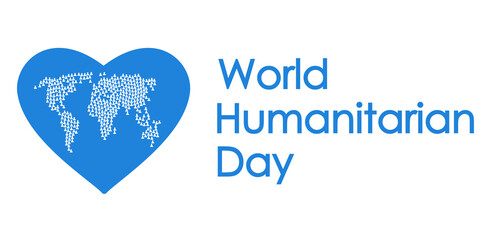 World Humanitarian Day illustration in poster style, world population is seen with in heart