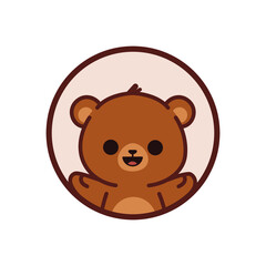 Bear logo, cute kind character.Vector illustration in cartoon style.