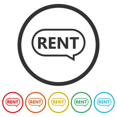 Rent speech bubble symbol ring icon