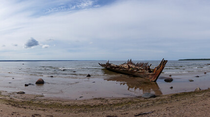 view of the Raketa shipwreck in the Gulf of Finland on the coast of northern Estonia