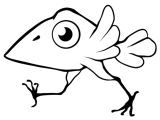 Bird Walking Line Drawing