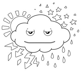 Weather Cloud Line Cartoon