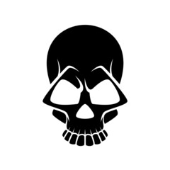 Black and white human skull icon. Symbol or emblem for logo or tattoo.