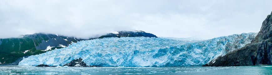 Panorama View of Aialik Glacier in Kenai Fjords National Park Alaska