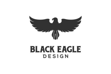 Obraz premium Black Bold Strong Eagle Hawk Falcon Bird Logo Design Vector