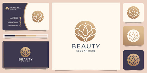 Fototapeta premium beauty abstract flat feminine salon logo inspiration. logo and business card design template.
