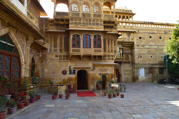 A view of the mansions and different areas within the fort of Jaisalmer, Rajasthan. 