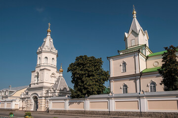 Fototapeta premium Orthodox Holy Trinity stauropegial patriarchal Convent in Korets, Rivne region, Ukraine. August 2021