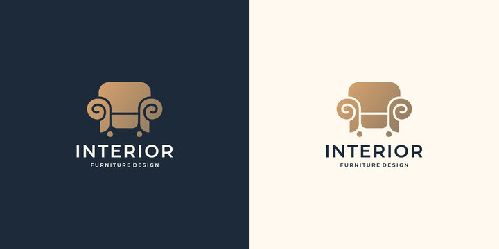 minimalist furniture logo template. luxury chair flat design style furnishing, interior, decoration.