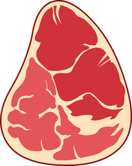 Cartoon Fresh Raw Steak. Vector Hand Drawn Illustration Isolated On Transparent Background