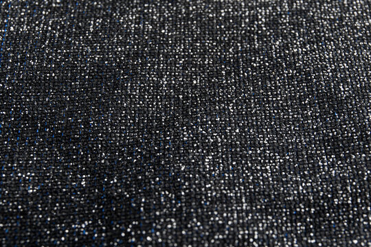 Fabric Evening Black Dress Girl With Sequins, Rhinestones. Colorful Sequined Texture