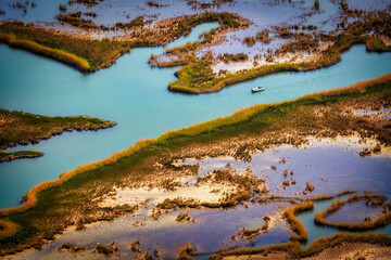 the river and boat in dalyan iztuzu beach