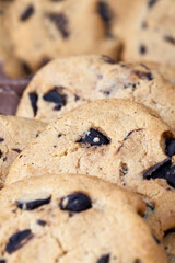 delicious wheat flour cookies and chocolate drops inside