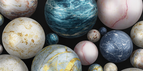 marble ball glass ball background marble beads 3D illustration