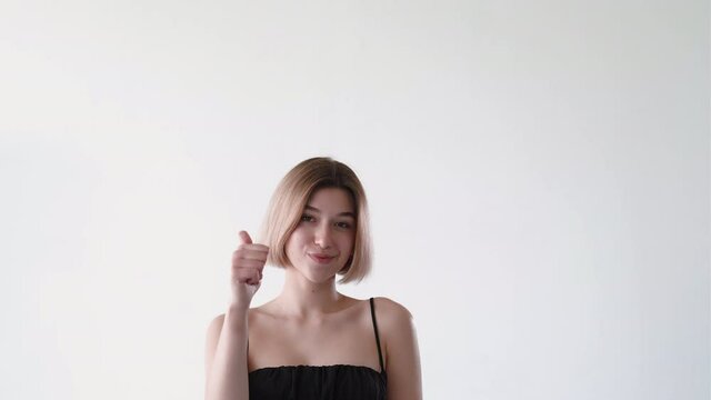 approval sign like gesture girl thumb up gif loop