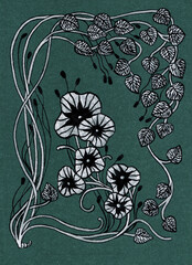 art nouveau postcard with leaves