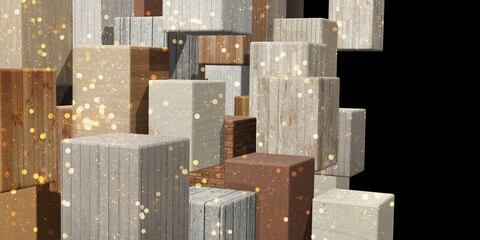 Square wood block background Multiple Wood Textures Multiple Colors 3D Illustrations