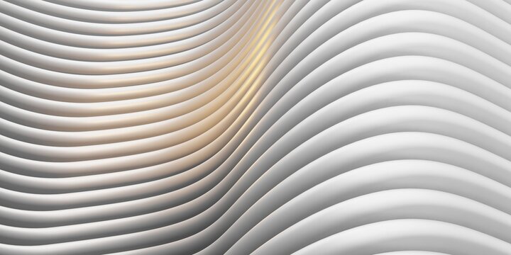 white parallel lines arc wave plastic tube surface distorted curve abstract background 3d illustration