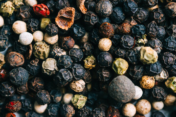 Peppercorns mix close-up. Texture background