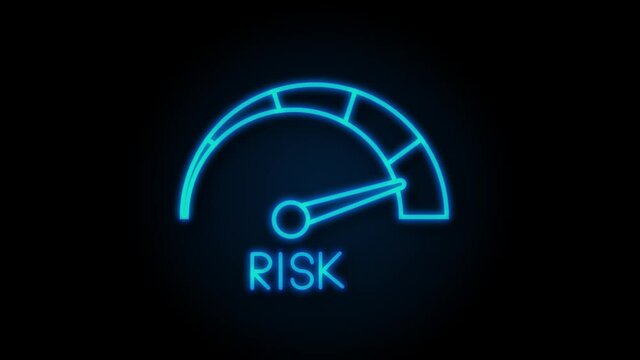 Risk icon on speedometer. High risk meter. Motion graphics.