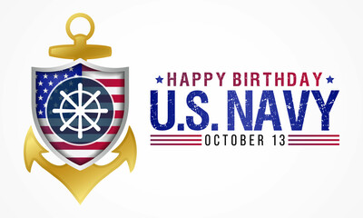 U.S. Navy birthday is observed every year on October 13 all across United States of America. Vector illustration