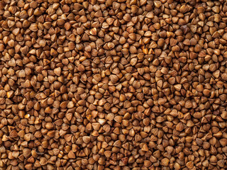 Buckwheat, raw, not cooked, solid background, food for a diet, close-up