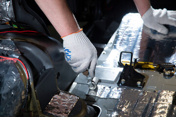 Sound insulation of the car. Installation of sound insulation material on the car.