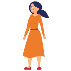 Women in a orange dress vector. sweet vector