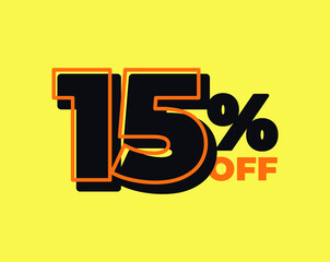 15% off tag ten percent discount black friday sale black letter yellow background