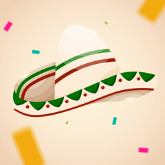 Beige figure hat cinco de mayo mexican national day illustration vector