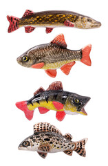 Ceramic fish isolated on white background. Design element with clipping path