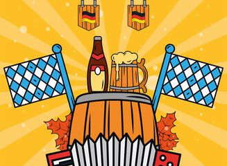 oktoberfest barrel and beers