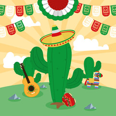 mexican cactus and icons