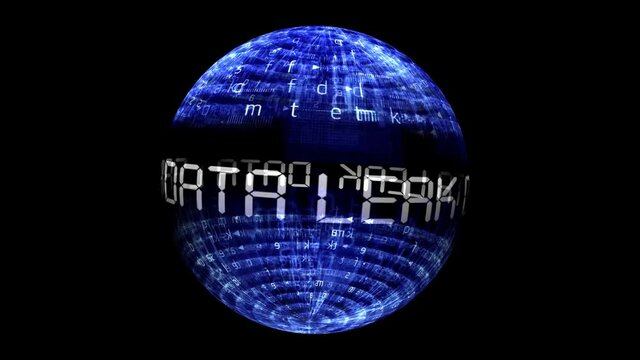 Data leak concept on rotating sphere