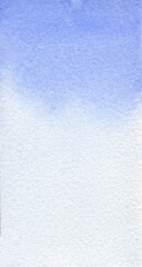Watercolor hand painted Textured vertical Background. Illustration of Blue Sky or Water. Gradient abstract Backdrop for app or any design