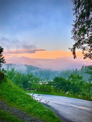 sunset in the mountains