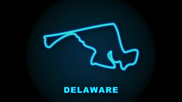 Delaware state map outline animation. Motion graphics.