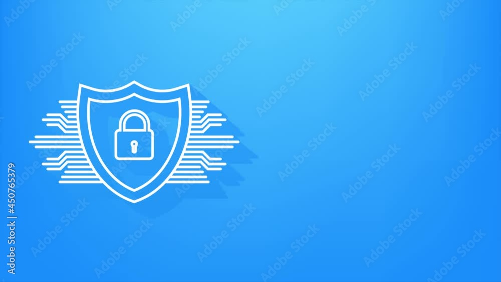 Poster cyber security logo with shield and check mark. security shield. motion graphics.