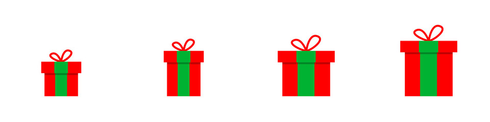 Conjunto de icono de caja de regalo de navidad. Concepto de sorpresa u obsequio. Ilustración vectorial