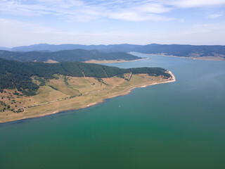 Aerial view of Batak Reservoir, Bulgaria