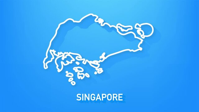 Singapore map icon isolated on background. 4K Video motion graphic animation.