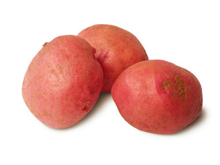 Red potatoes isolated on white background