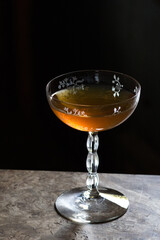 Emerson cocktail in vintage etched coupe glass