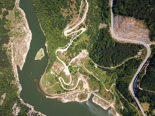 Aerial view of Tsankov kamak Reservoir, Bulgaria