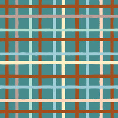 Seamless check Pattern, Hand drawn gingham vector background. tartan brush stroke, grunge paint checkered lines, watercolor illustration