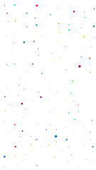 Watercolor confetti on white background. Alive rainbow colored dots. Happy celebration high colorful bright card. Incredible hand painted confetti.