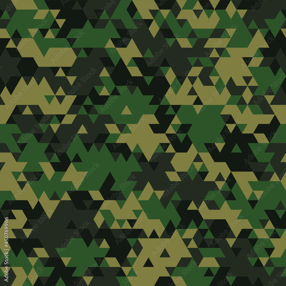 Wall mural triangle camouflage seamless pattern. abstract modern geometric endless camo texture. military style