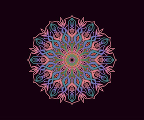 Mandala gradient circle, ethnic Mandala vector with colorful tribal ornaments. Isolated. Bright and elegant colors