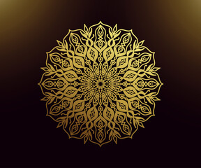 Mandala golden gradient circle, vector Mandala with gold tribal ornament. Isolated. Bright and luxurious colors