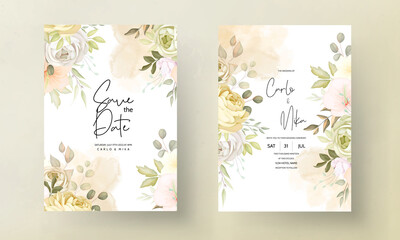 Fototapeta na wymiar warm autumn fall floral wedding invitation card template